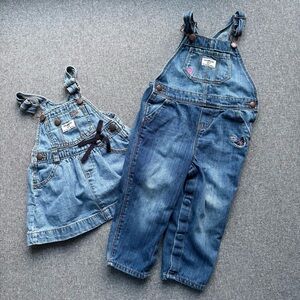 OshKosh B'gosh 24M Denim Set | Floral Jumper & Classic Overalls 24M